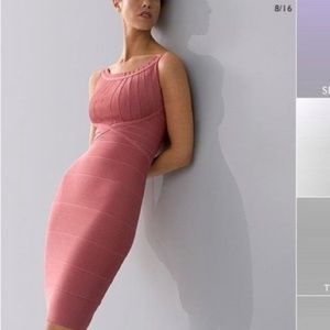 Herve Leger pink bandage dress knee length XS